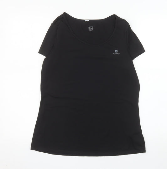 Domyos Womens Black Size 16 Athletic Moisture Wicking T-Shirt