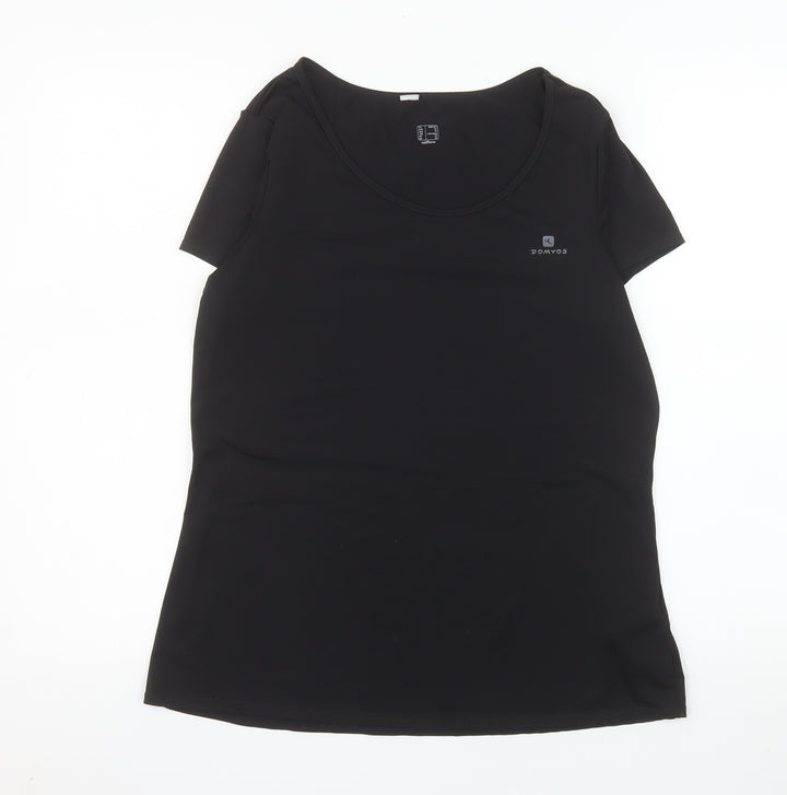 Domyos Womens Black Size 16 Athletic Moisture Wicking T-Shirt