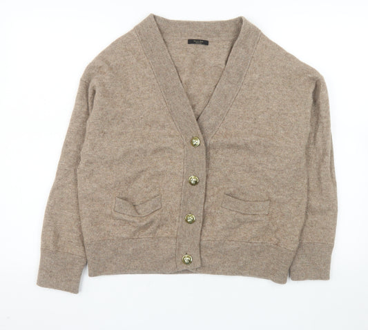 Massimo Dutti Womens Beige Wool Cashmere Cardigan Size 12