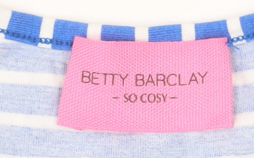 Betty Barclay Women Blue Geometric Short Sleeve Viscose Top Size 12