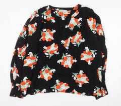 Gallery Womens Black Floral Long Sleeve Tunic Blouse UK 20