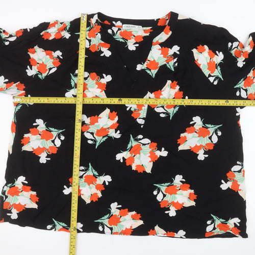 Gallery Womens Black Floral Long Sleeve Tunic Blouse UK 20