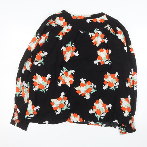 Gallery Womens Black Floral Long Sleeve Tunic Blouse UK 20