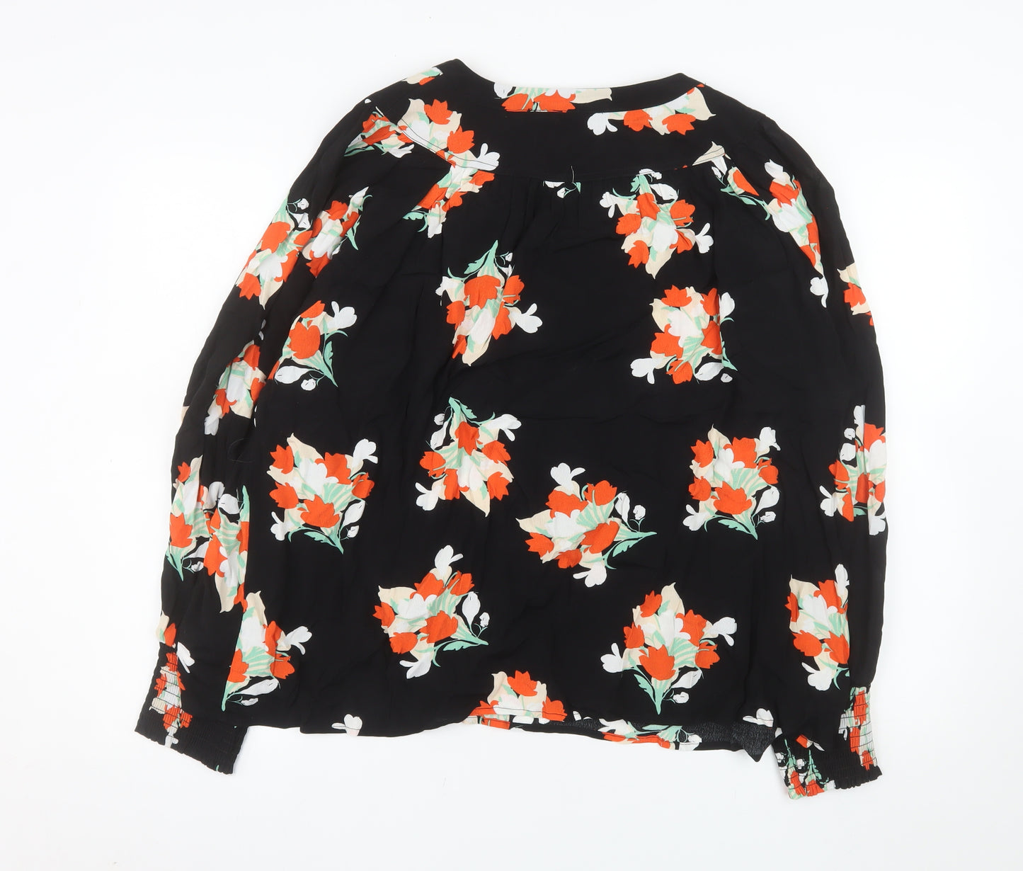 Gallery Womens Black Floral Long Sleeve Tunic Blouse UK 20