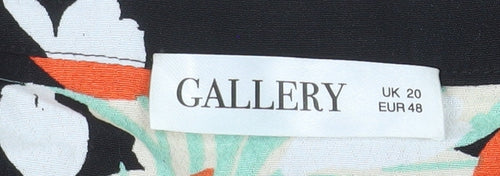 Gallery Womens Black Floral Long Sleeve Tunic Blouse UK 20