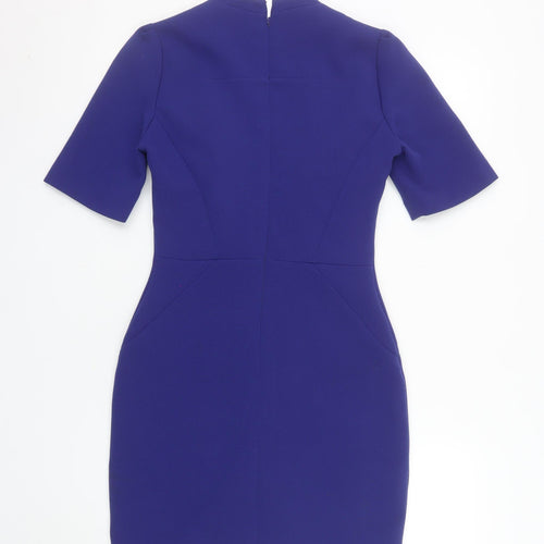 Reiss Women's Blue Sheath Dress UK 8 V-Neck Formal Workwear