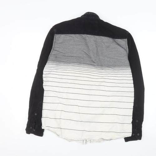 Cross Color Men's Black Striped Long Sleeve Button-Up Shirt L
