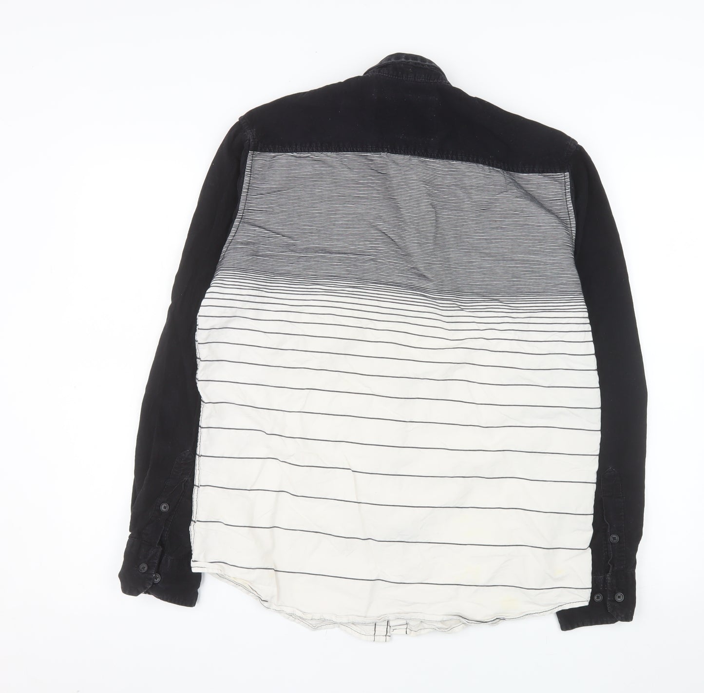 Cross Color Men's Black Striped Long Sleeve Button-Up Shirt L