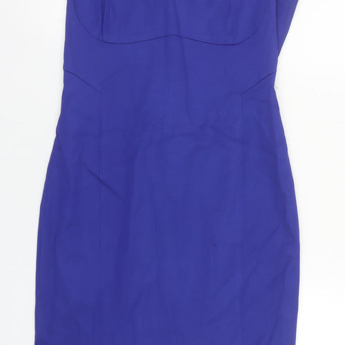 Reiss Women Blue Size 10 Sheath Knee Length V-Neck Dress