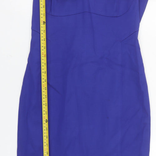 Reiss Women Blue Size 10 Sheath Knee Length V-Neck Dress