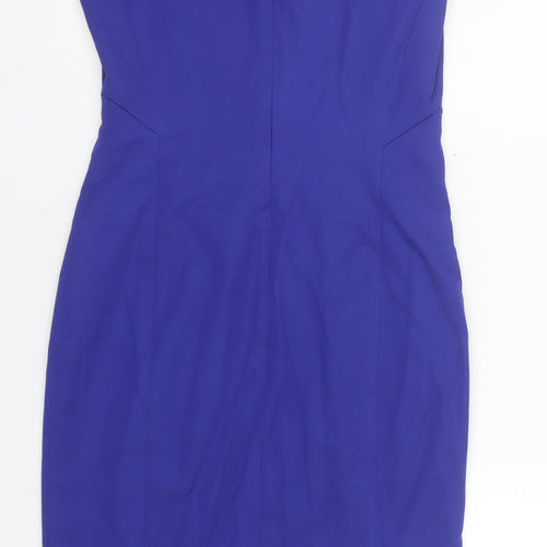 Reiss Women Blue Size 10 Sheath Knee Length V-Neck Dress