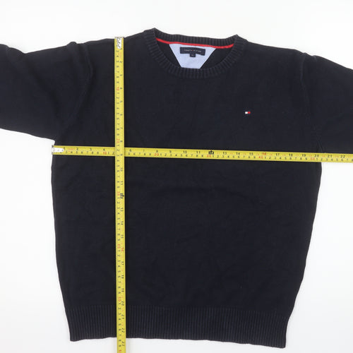 Tommy Hilfiger Men's Blue Cotton Crew Neck Pullover Jumper L