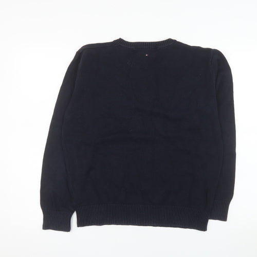 Tommy Hilfiger Men's Blue Cotton Crew Neck Pullover Jumper L