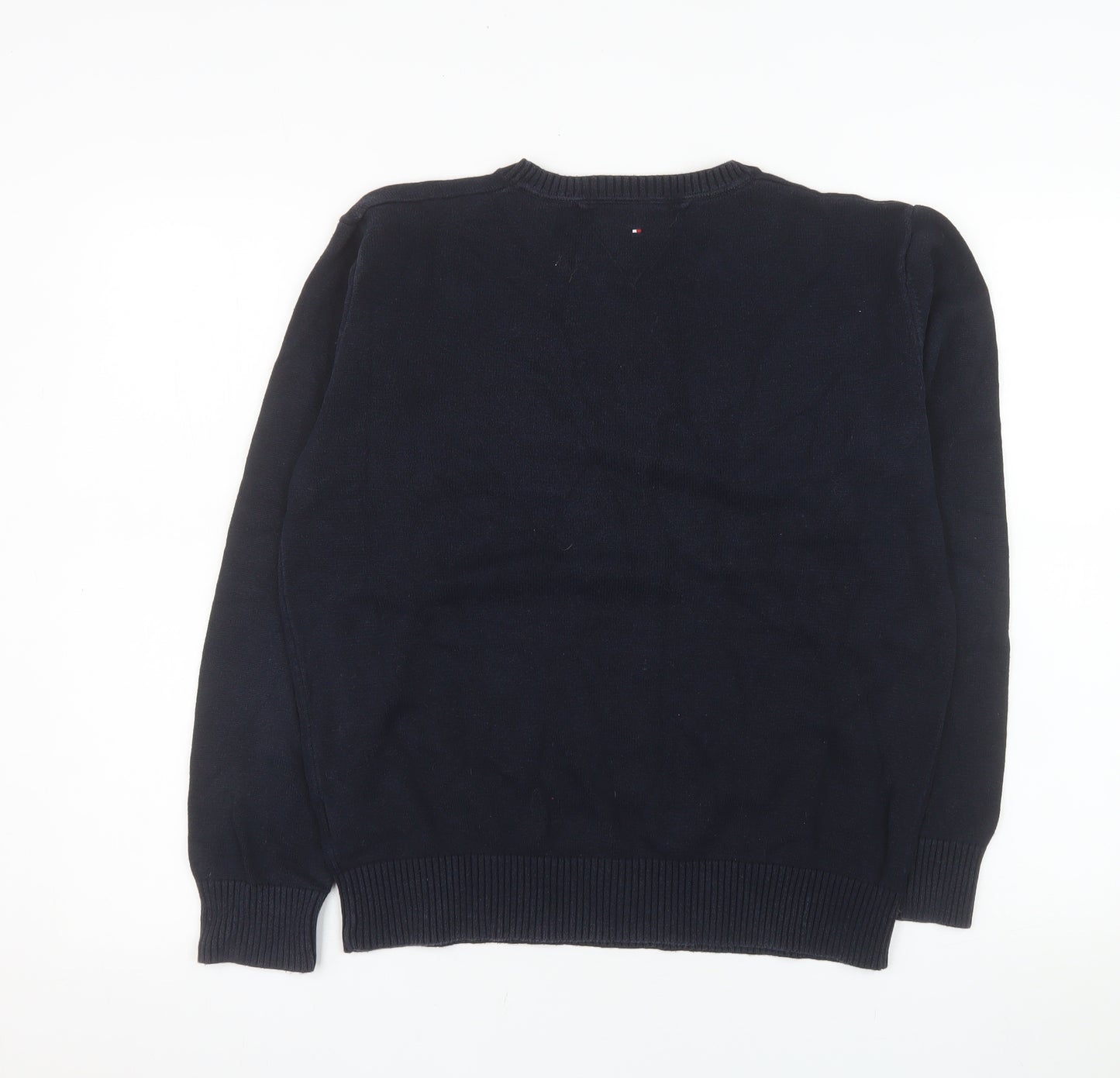 Tommy Hilfiger Men's Blue Cotton Crew Neck Pullover Jumper L