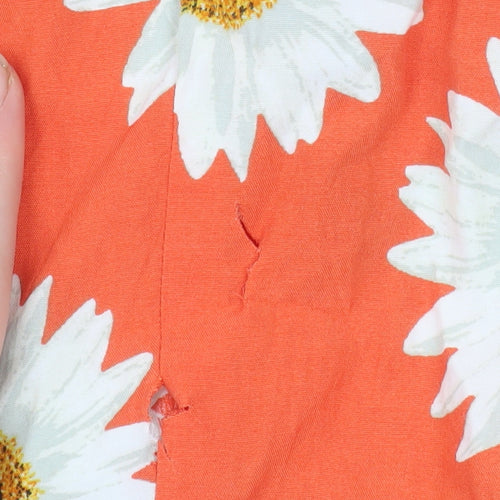 Dunnes Women’s Orange Floral Fit & Flare Sleeveless Dress Size 14