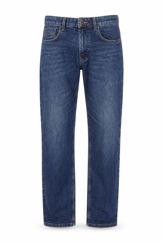 Front view of Dunnes Men’s Blue Straight Denim Jeans 32W 32L Regular Fit