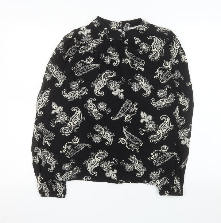 Marks and Spencer Women's Black Paisley Long Sleeve Viscose Blouse Size 8