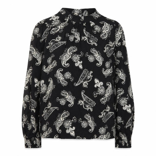 Marks and Spencer Women's Black Paisley Long Sleeve Viscose Blouse Size 8