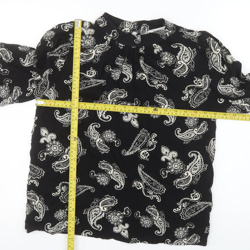 Marks and Spencer Women's Black Paisley Long Sleeve Viscose Blouse Size 8