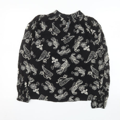 Marks and Spencer Women's Black Paisley Long Sleeve Viscose Blouse Size 8