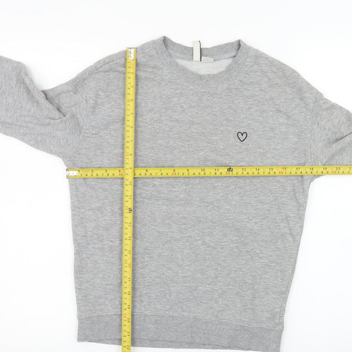 H&M Women Grey XS Pullover Sweatshirt Basic Crew Neck