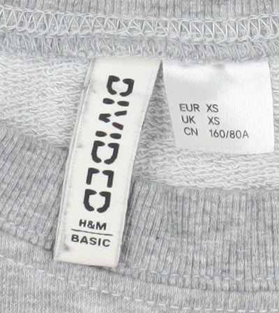 H&M Women Grey XS Pullover Sweatshirt Basic Crew Neck