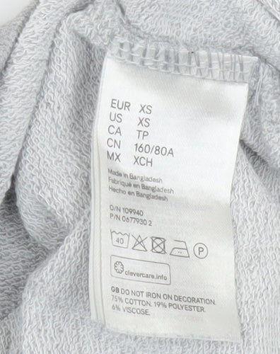 H&M Women Grey XS Pullover Sweatshirt Basic Crew Neck