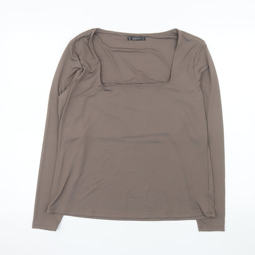 Dunnes Women Brown XL Basic Long Sleeve Square Neck Top