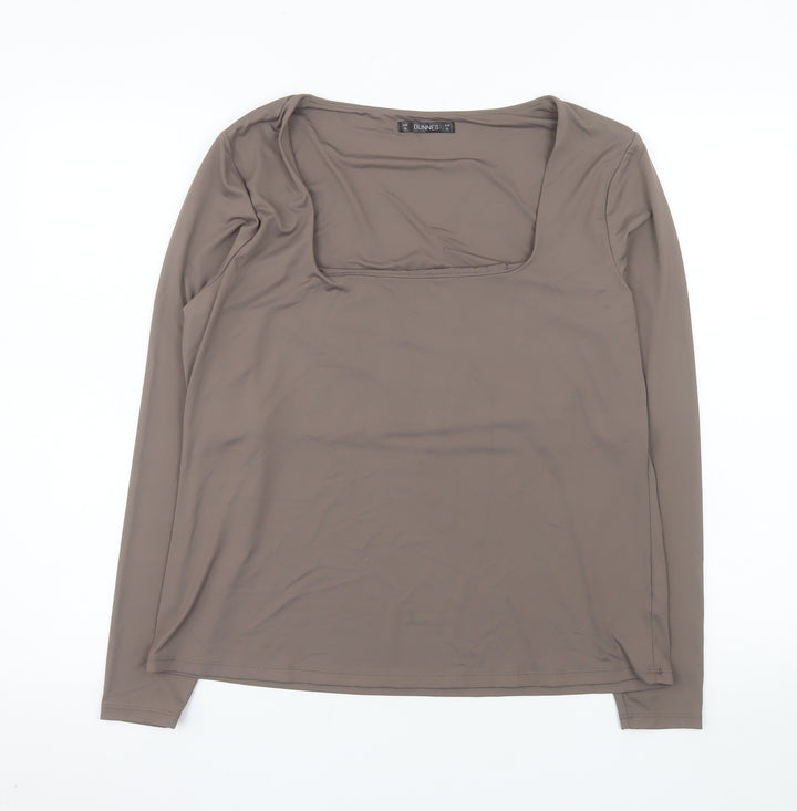 Dunnes Women Brown XL Basic Long Sleeve Square Neck Top