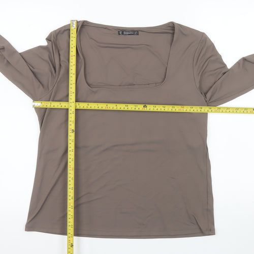 Dunnes Women Brown XL Basic Long Sleeve Square Neck Top