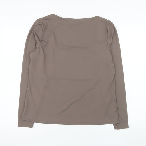 Dunnes Women Brown XL Basic Long Sleeve Square Neck Top