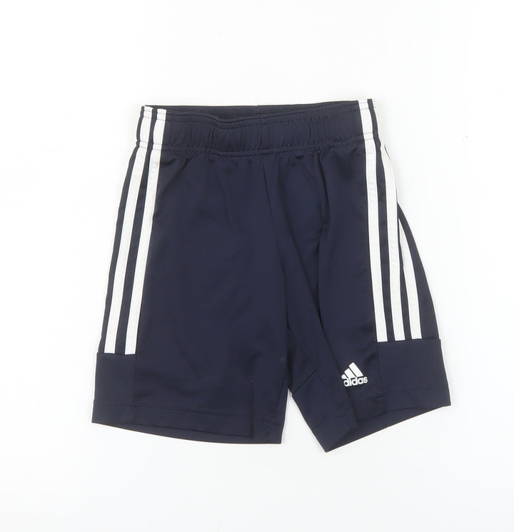 Adidas Boys Blue 7-8 Years Athletic Football Shorts Primegreen