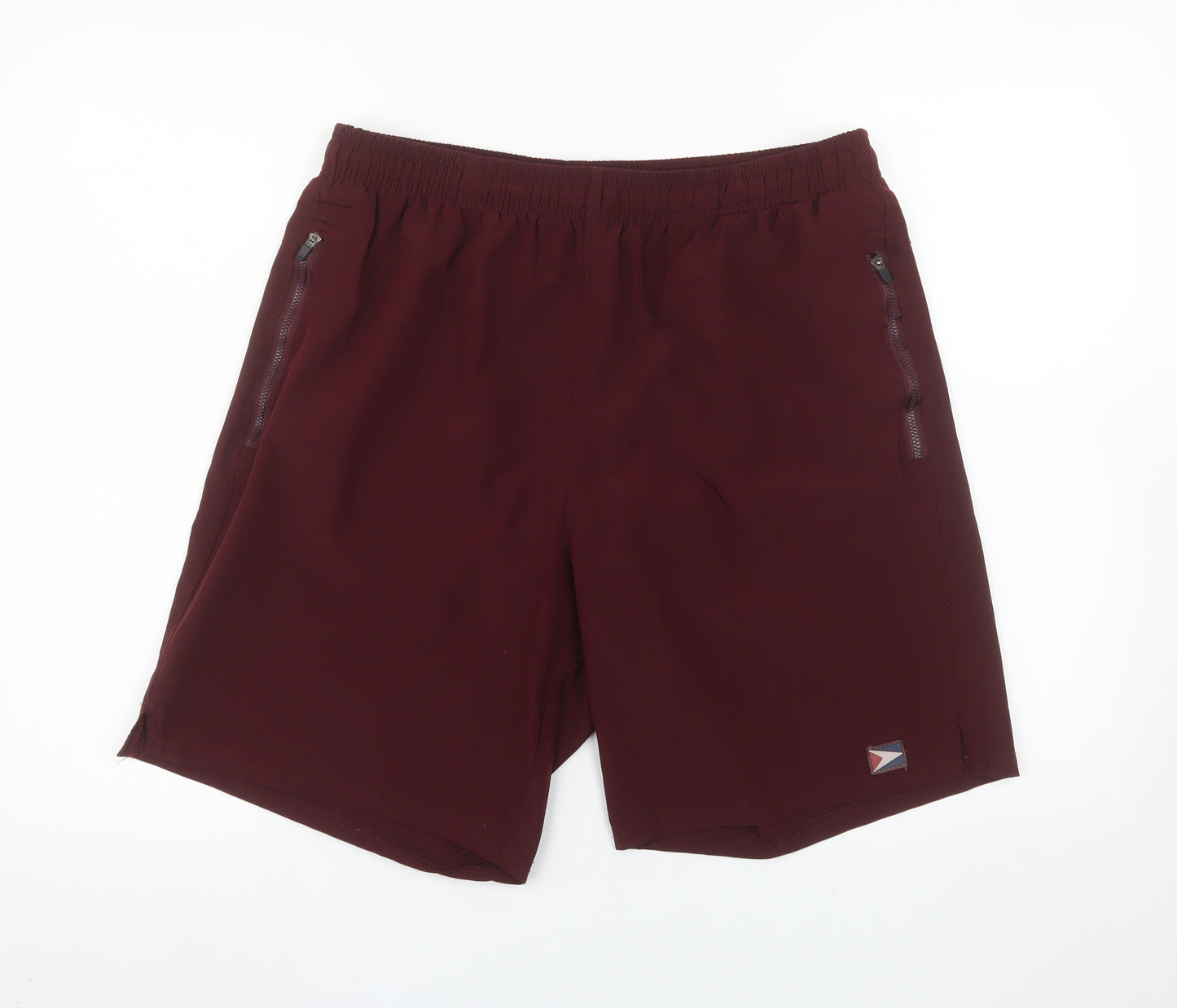 L'EROÁ Men’s Burgundy Athletic Shorts Size L Polyester Blend