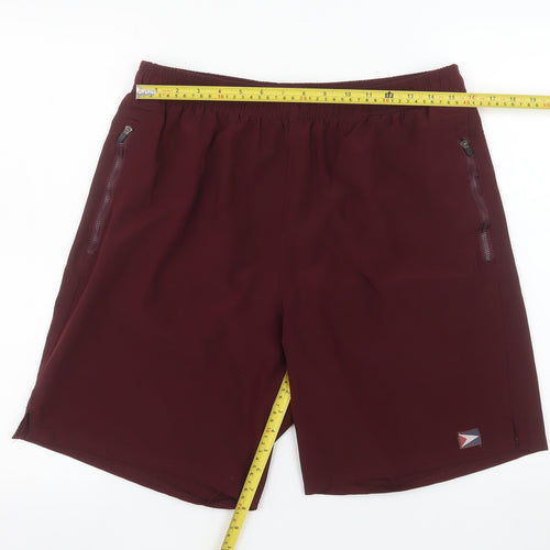 L'EROÁ Men’s Burgundy Athletic Shorts Size L Polyester Blend