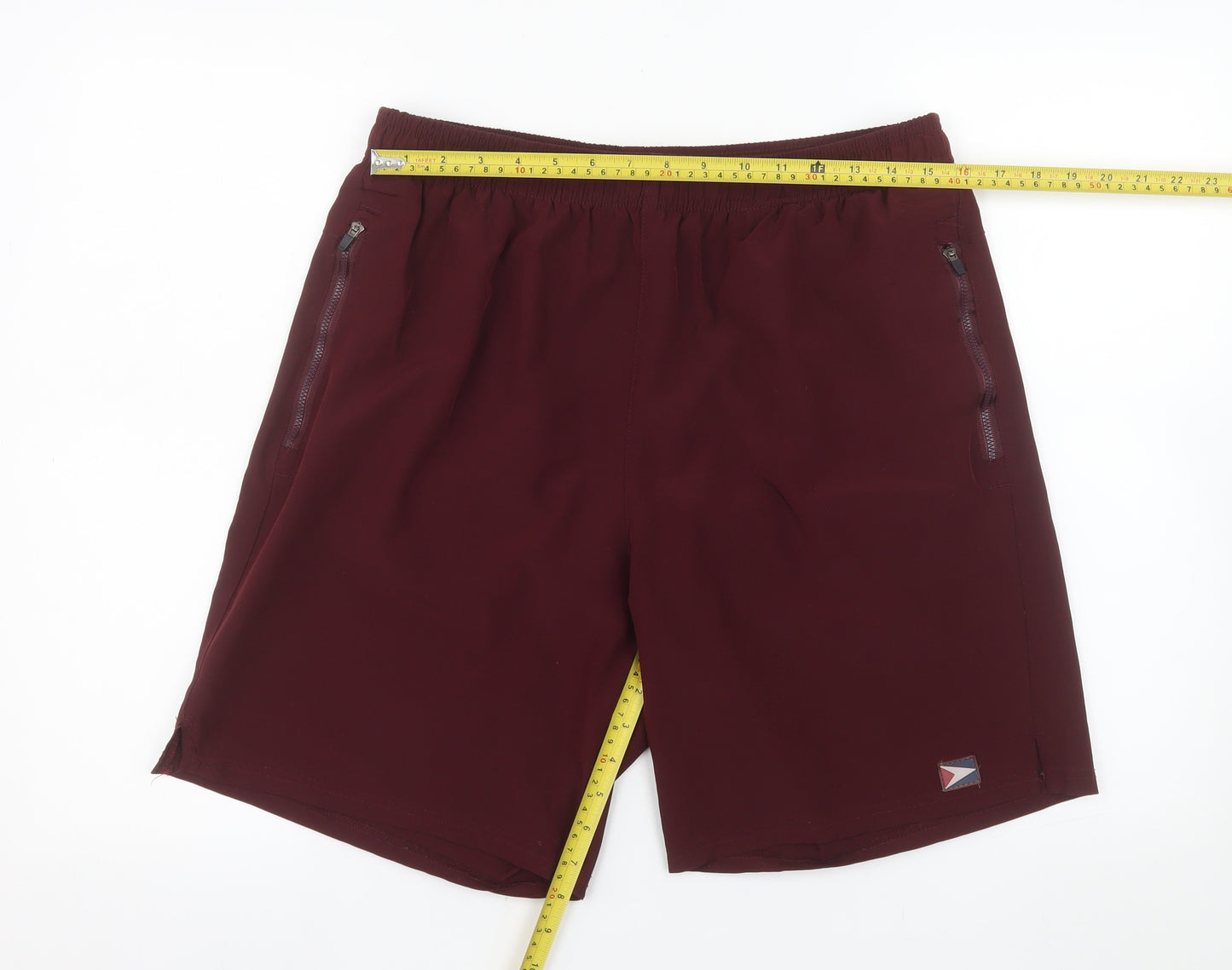 L'EROÁ Men’s Burgundy Athletic Shorts Size L Polyester Blend