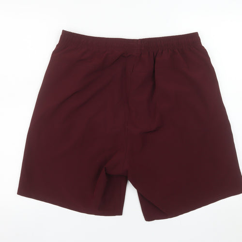 L'EROÁ Men’s Burgundy Athletic Shorts Size L Polyester Blend