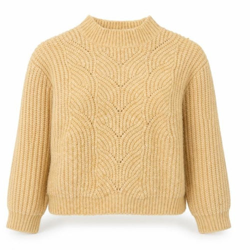 MNG Women Beige Chunky Knit Mock Neck Wool Blend Jumper M