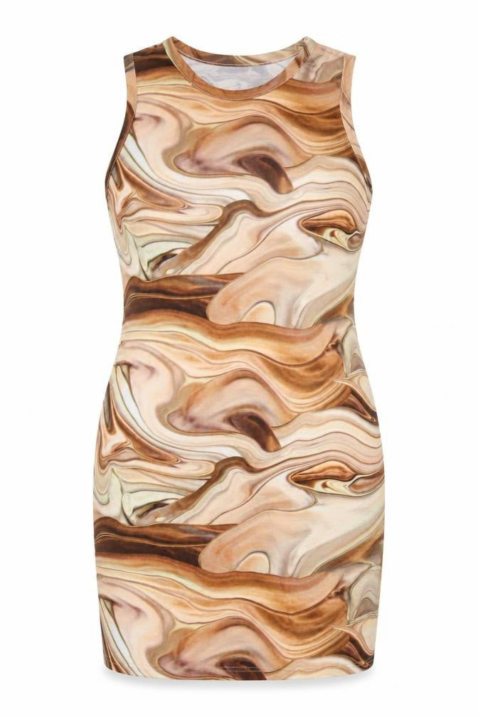 I Saw It First Womens Brown Bodycon Sleeveless Dress Size 20