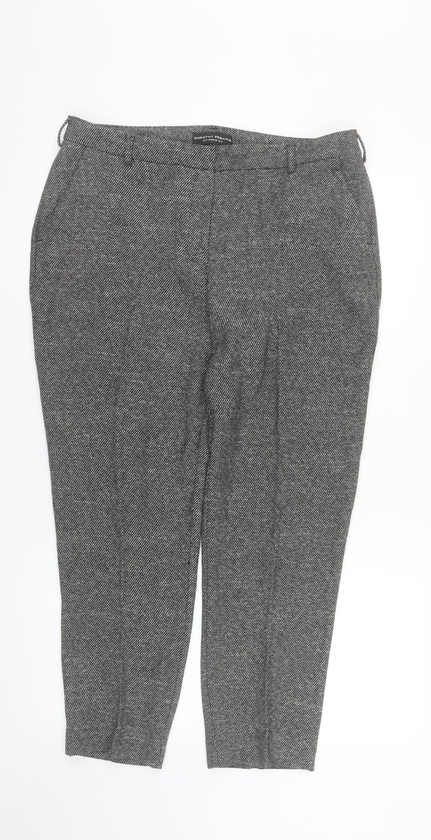 Dorothy Perkins Women Grey Herringbone Slim Tapered Trousers Size 12