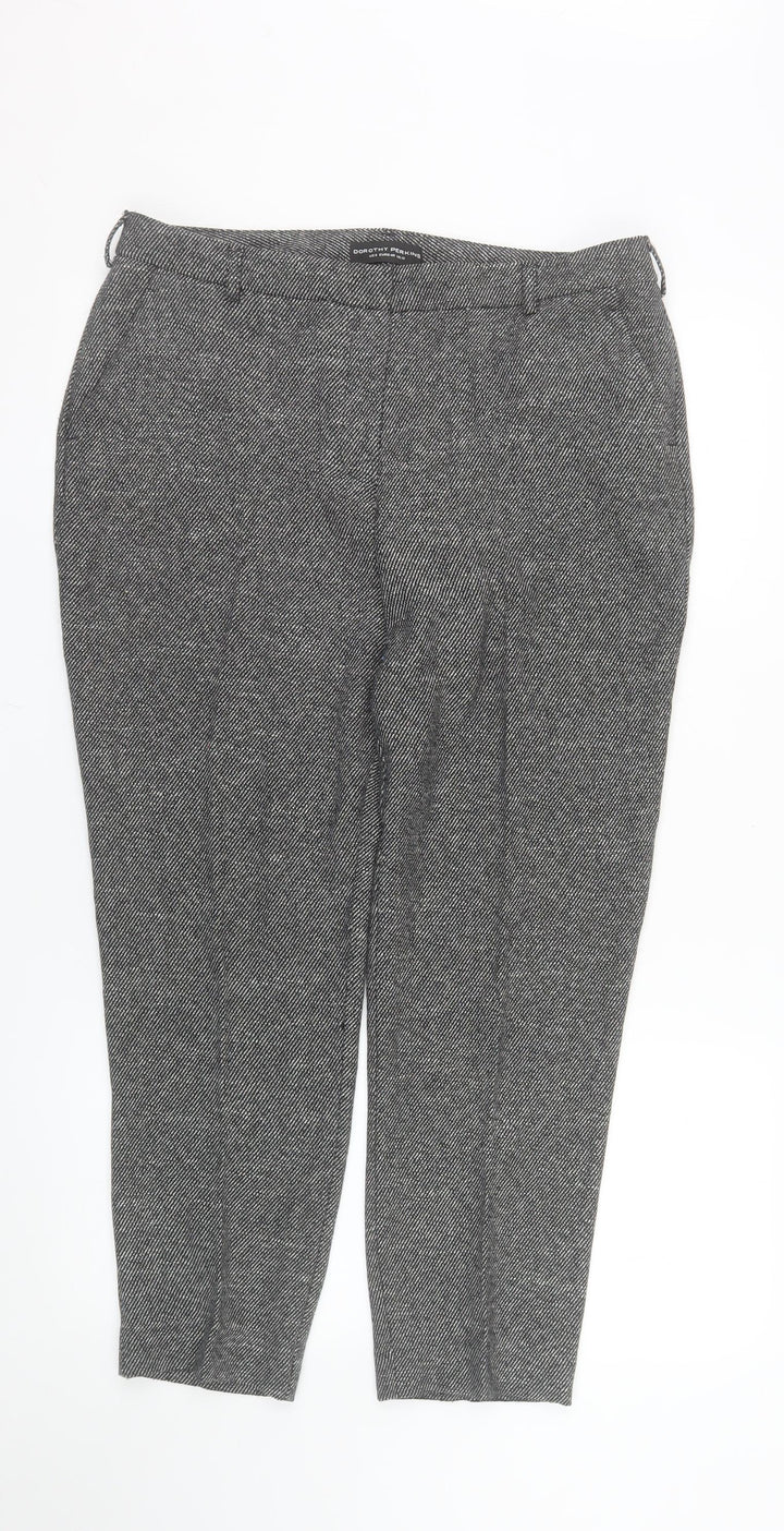 Dorothy Perkins Women Grey Herringbone Slim Tapered Trousers Size 12