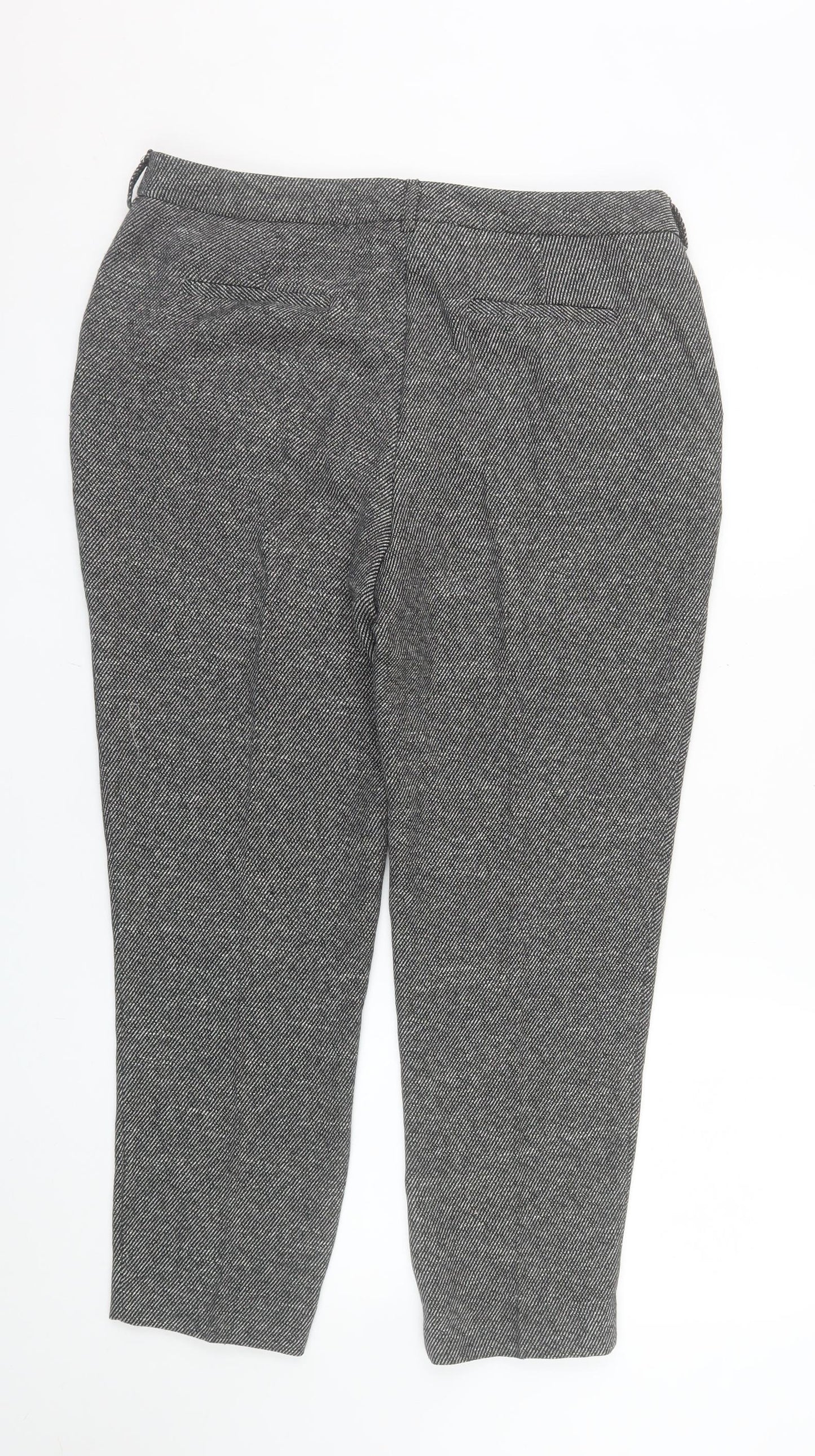 Dorothy Perkins Women Grey Herringbone Slim Tapered Trousers Size 12