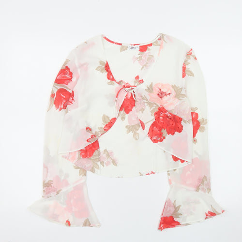 Libra Womens Multicoloured Floral Chiffon Wrap Blouse Size 10