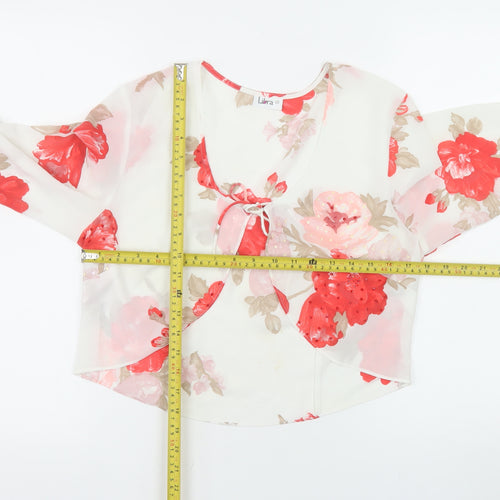 Libra Womens Multicoloured Floral Chiffon Wrap Blouse Size 10