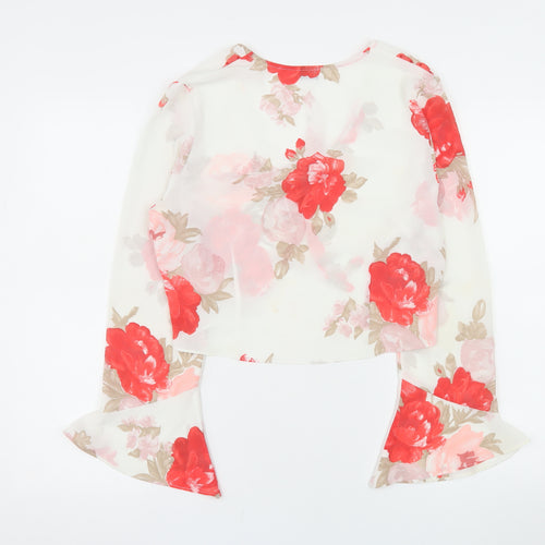 Libra Womens Multicoloured Floral Chiffon Wrap Blouse Size 10