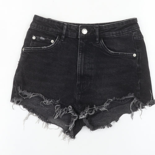 Zara Women’s Black High Rise Cut-Off Denim Shorts Size 8