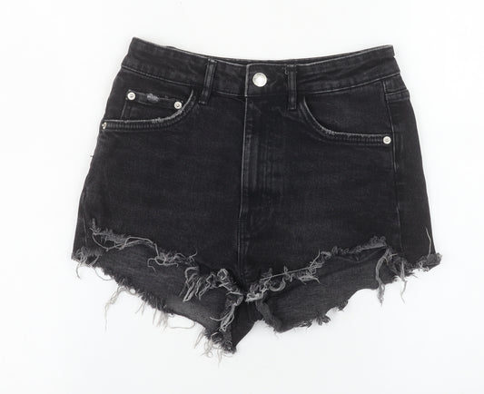Zara Women’s Black High Rise Cut-Off Denim Shorts Size 8