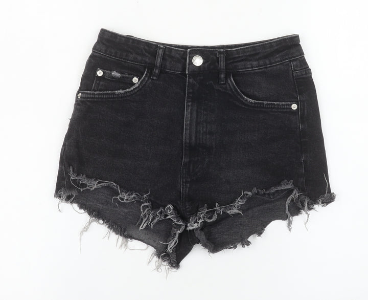 Zara Women’s Black High Rise Cut-Off Denim Shorts Size 8