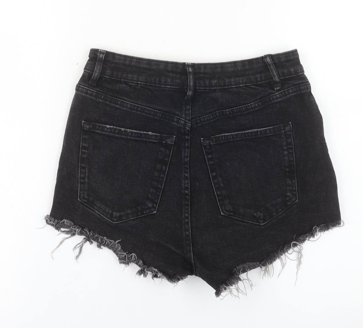Zara Women’s Black High Rise Cut-Off Denim Shorts Size 8
