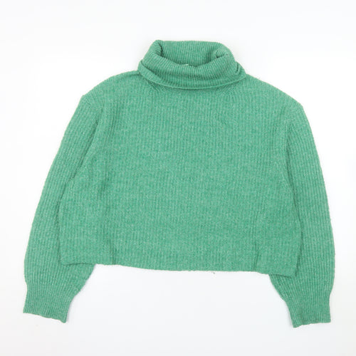 Pull & Bear Women Green Roll Neck Knit Jumper Size 12