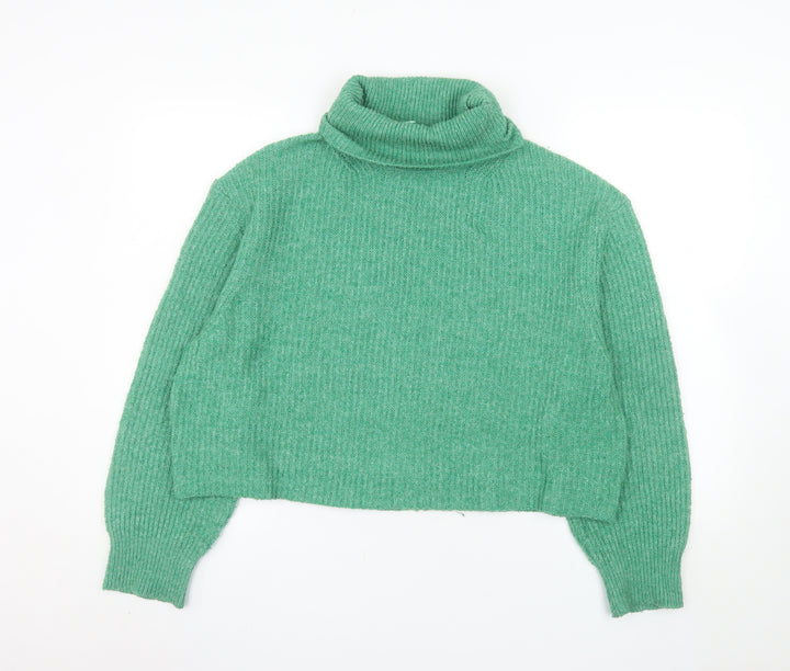 Pull & Bear Women Green Roll Neck Knit Jumper Size 12